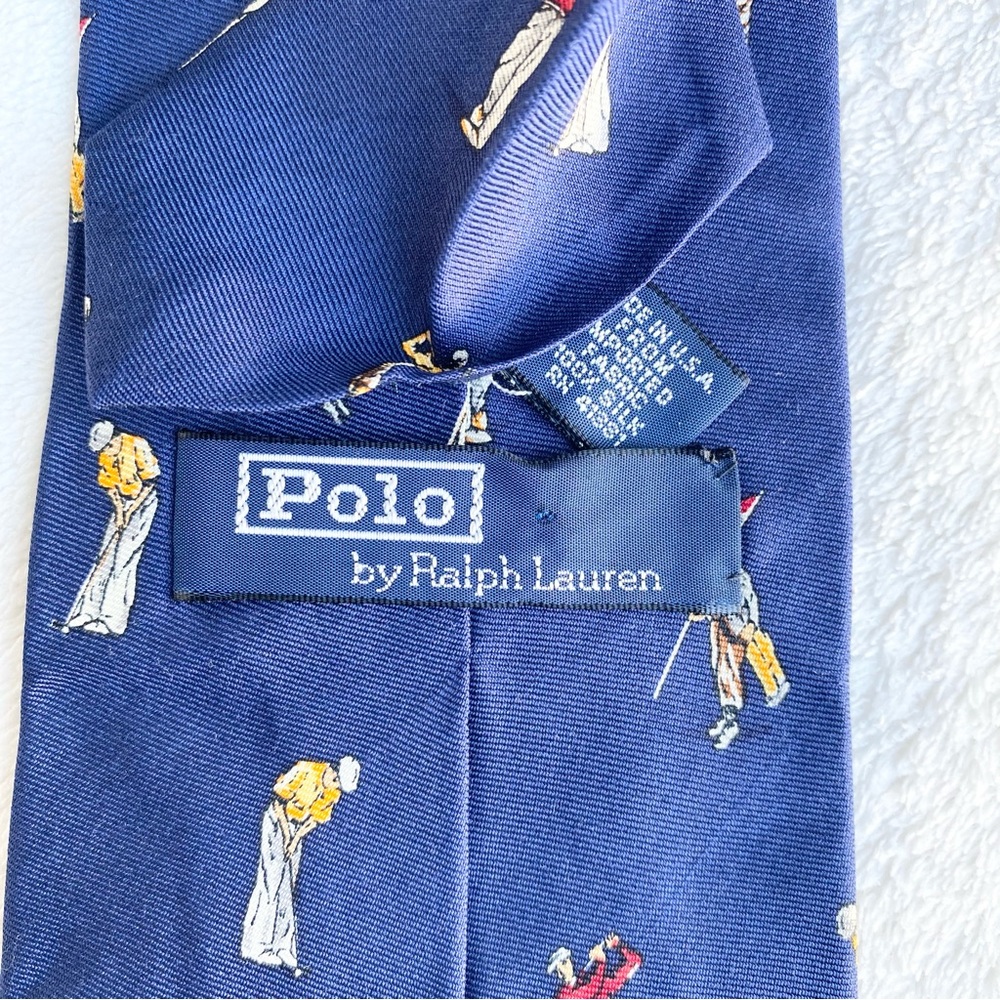 Ralph Lauren Blue Golf Pattern Silk Neck-Tie